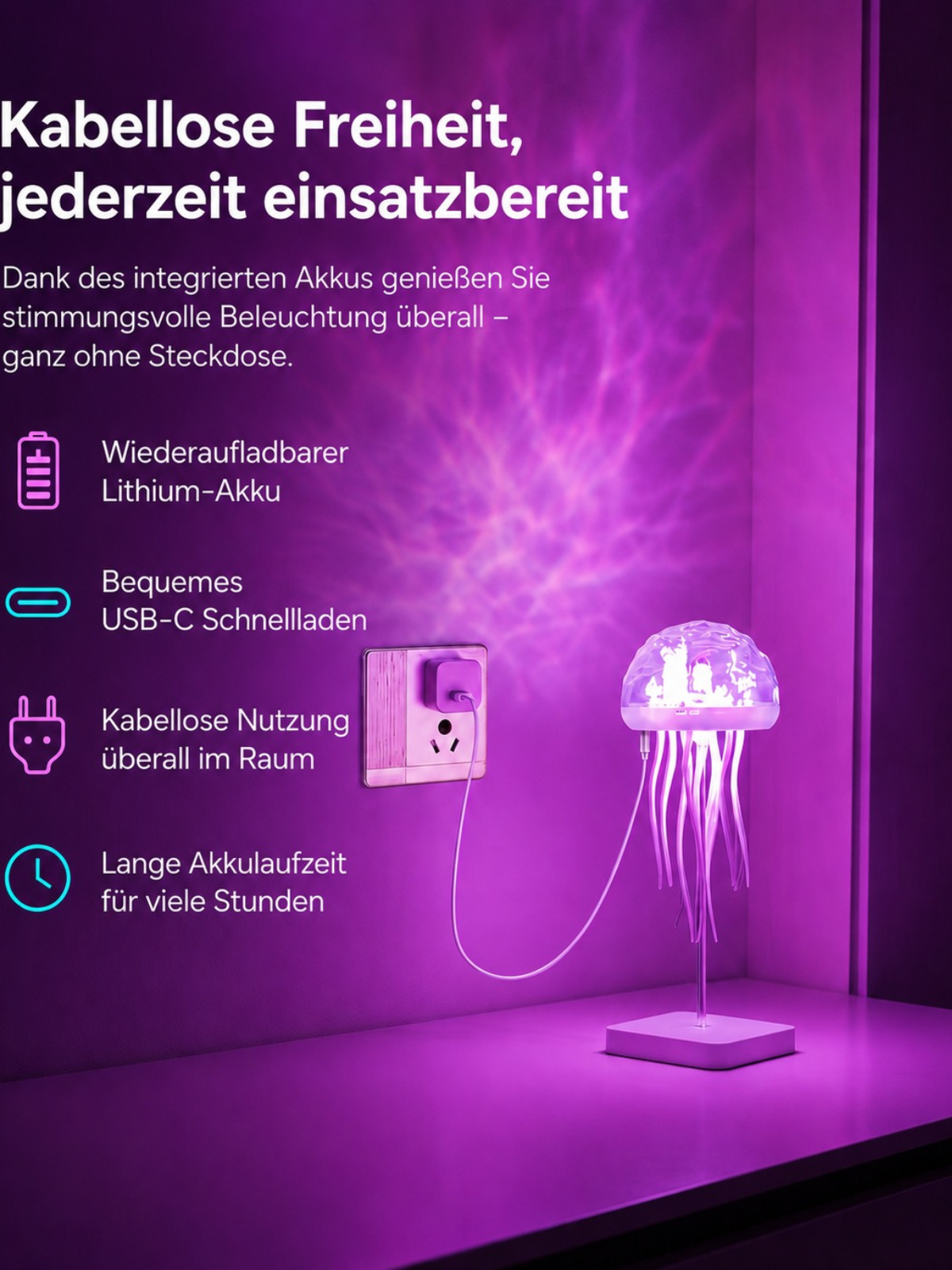 Entspannende LED-Quallenlampe
